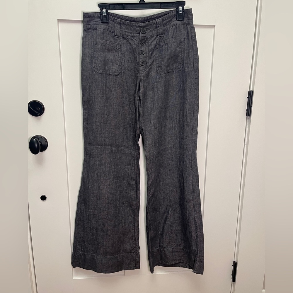 Cabi Gray Wide-Leg Linen Pants